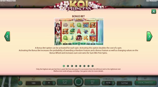 Игровая функция в аппарате Koi Princess