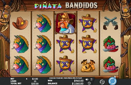 Выигрышная комбинация с диким символом в автомате Pinata Bandidos