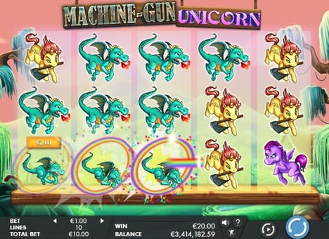 Призовая комбинация в игровом автомате Machine Gun Unicorn